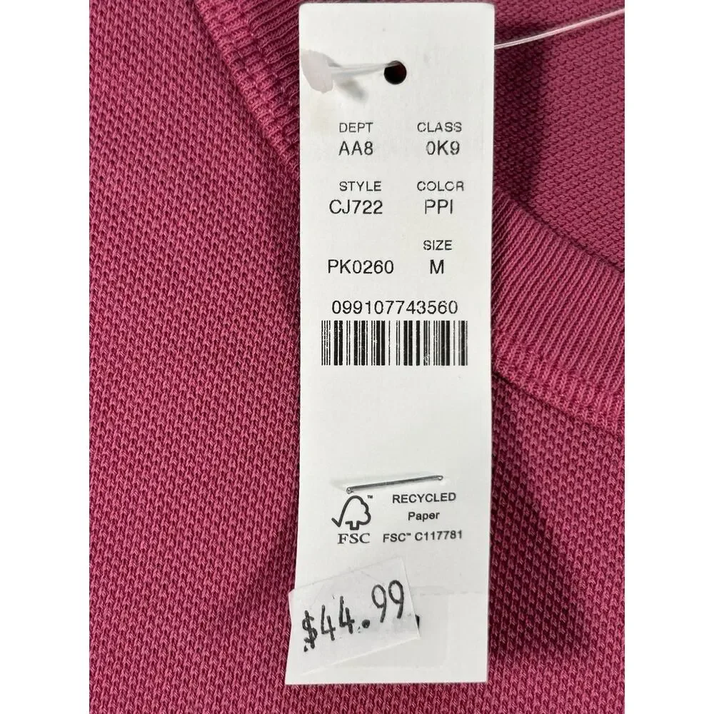 J Crew Oarsman Pique Pocket Shirt Mens Medium Pink Short Sleeve Preppy Crew